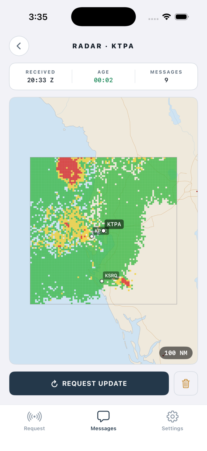 Fine-grained radar map delivered in nine satellite messages